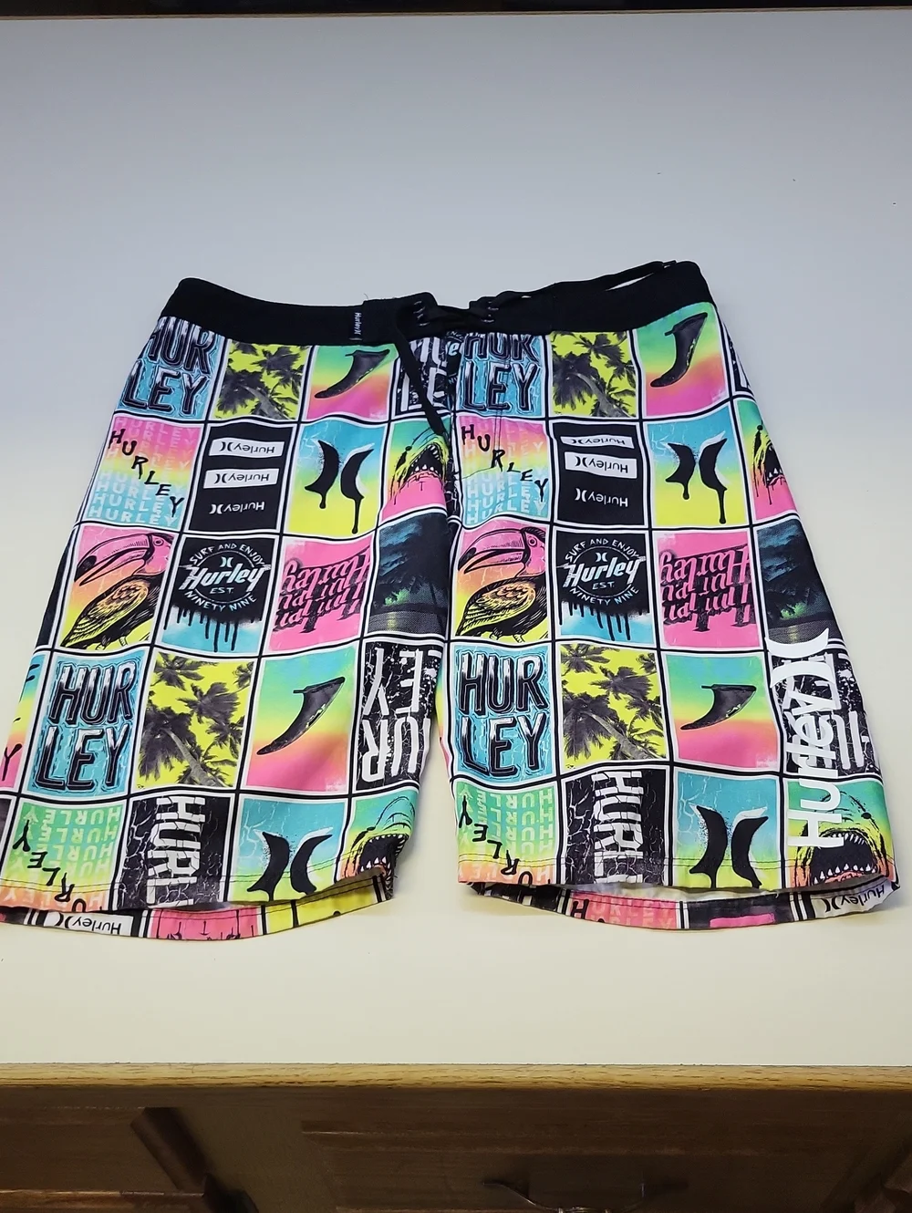 Hurley Men’s Neon Multicolor Patchwork Swim Shorts